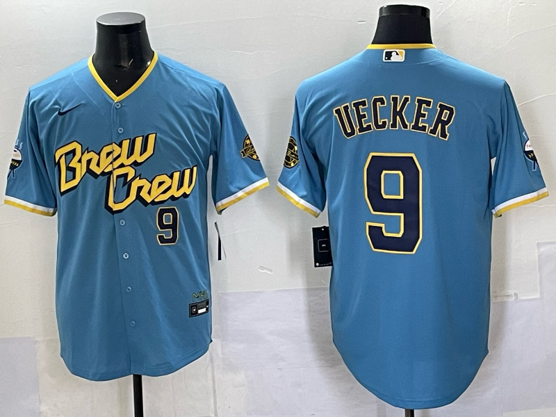 Men Milwaukee Brewers #9 Uecker  blue Nike MLB 2025 Jersey 002